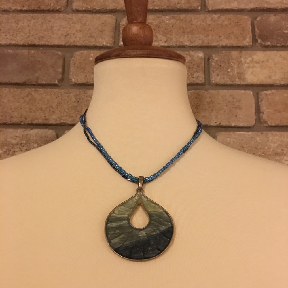 Blue Green Pendant Necklace